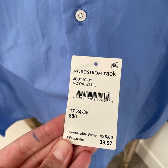 NWT - JB Britches - Men's Blue Dress Shirt - Picture 2 of 5